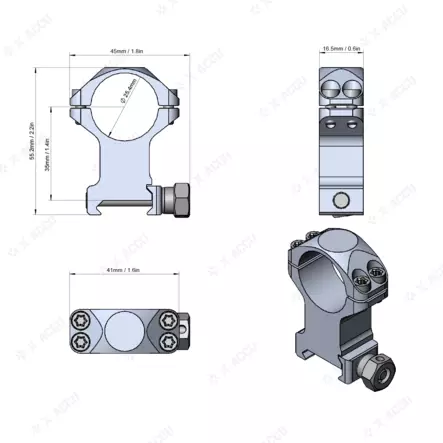 X-Accu 1" höga Picatinny Kikar-fästen - Kikarfästen och ringar - 0192687278770 - 2
