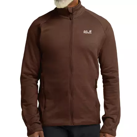 Jack Wolfskin M PEAK DISTRICT HOODED FULL ZIP fleecejacka S - Gröna / bruna rockar och västar - 4064886550420 - 5