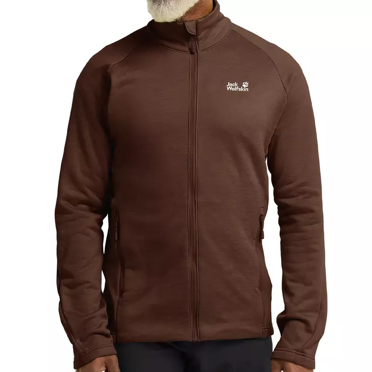 Jack Wolfskin M PEAK DISTRICT HOODED FULL ZIP fleecejacka S - Gröna / bruna rockar och västar - 4064886550420 - 5