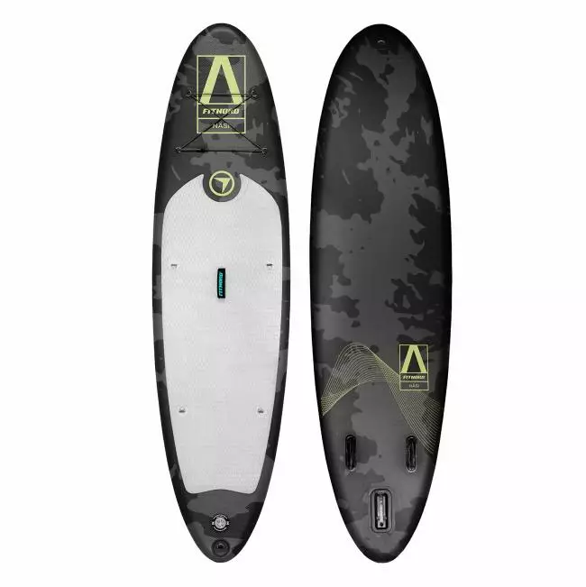 FitNord Aqua 300 SUP-brädset, NÄSI (limesvart), med aluminiumpaddel G2 - Ut på vattnet och ekolodning - KK1005513 - 1