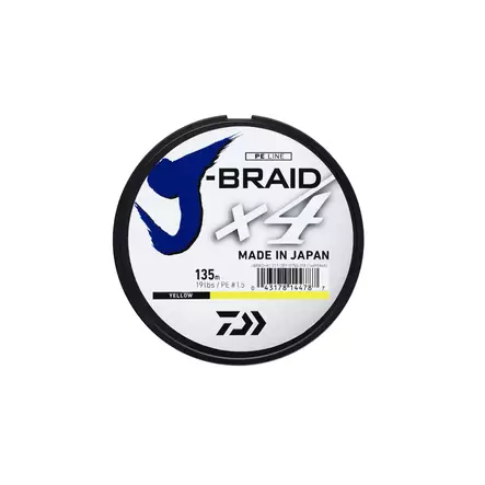 Daiwa J-Braid X4 Gul 135 m Flätlina 0,29mm - Spunna linor - 043178144824 - 1