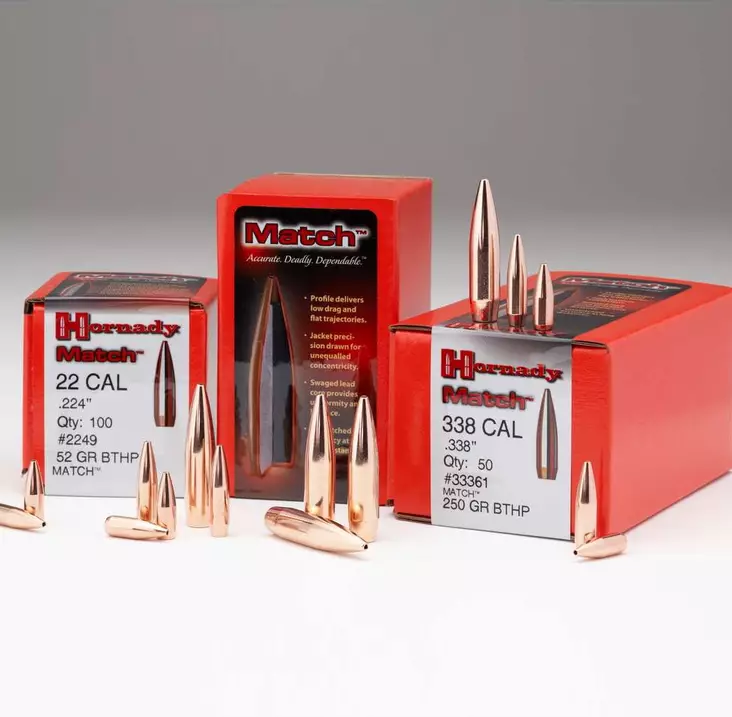 Hornady Kula 22 BTHP Match 2249 52gr 3,30g 100st - Kulor och Hagel - 090255222494 - 1