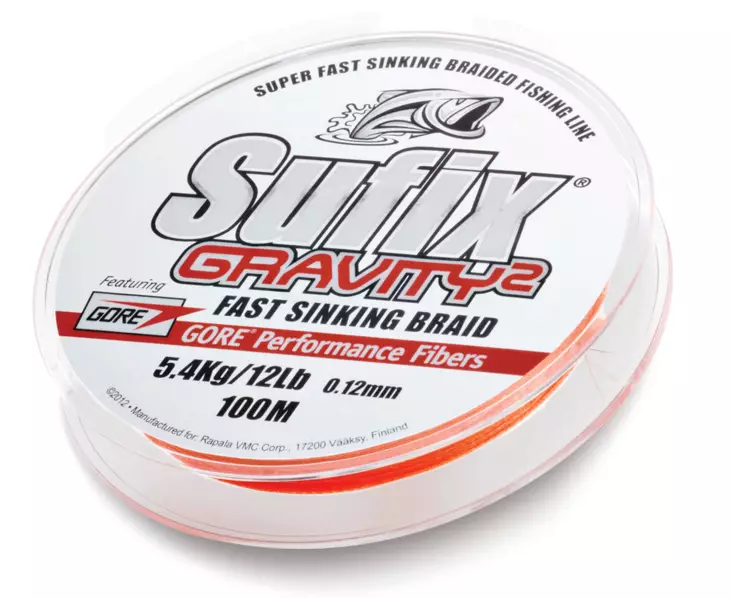 Sufix Gravity2 100m, flätad-lina orange - Spunna linor - 024777676824 - 1