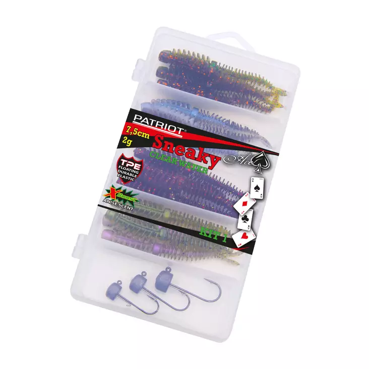 Patriot Sneaky 7,5 cm NED-sortiment 16+3 st Mörkt vatten - Jiggar - 6417512543064 - 1