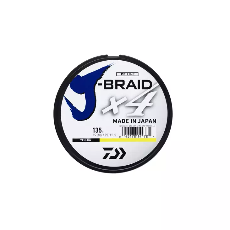 Daiwa J-Braid X4 Gul 135 m Flätlina 0,29mm - Spunna linor - 043178144824 - 1