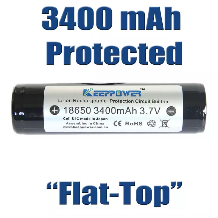 3400 mAh Keeppower 18650 3,7 V Li-Ion Flat-Top - Batterier och laddare - 3950001268275 - 1