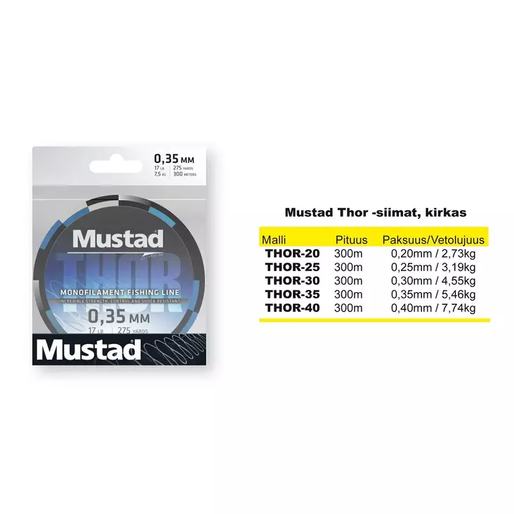 Mustad Thor 300m -monofillina - Monofil linor - 3950001273606 - 1