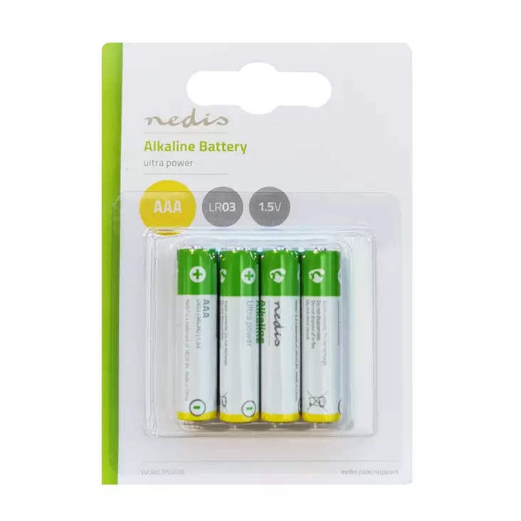 Nedis AAA LR03 1,5V Alkaliskt batteri 4st - Batterier och laddare - 5412810266876 - 1