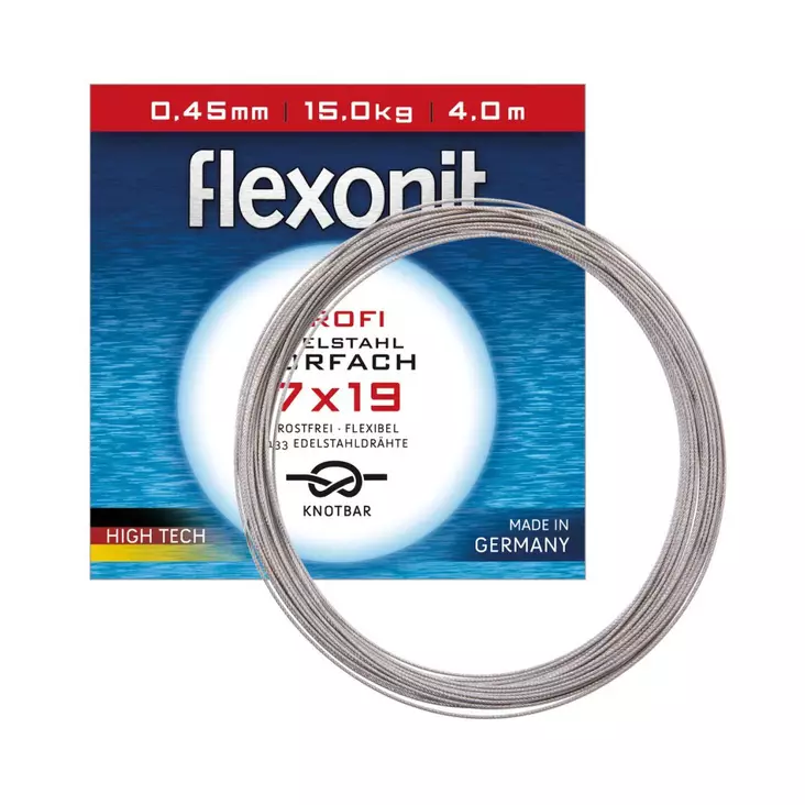 Flexonit 7x19 riggmaterial 4m-0,45mm-15,0kg - Tafsar och beteslås - 4050801000446 - 1