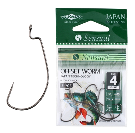 Mikado Sensual Offset Worm Jiggkrok 5st - Fiske krokar - 5900637710707 - 1