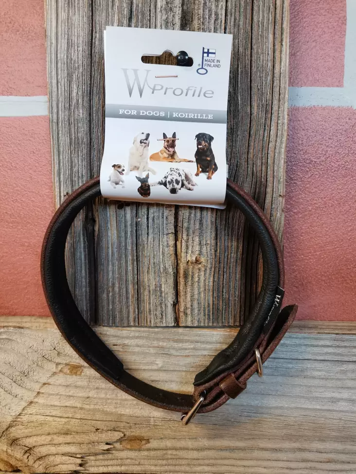 W-profile Läder Halsband 40cm mörk brun/mörk brun - Hundhalsband och selar - 3950000108817 - 1