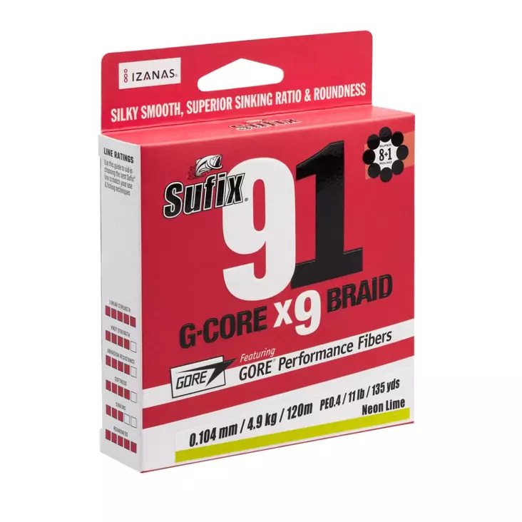 Sufix 91 Neon Chartreuse flätlina - Spunna linor - 024777735569 - 1