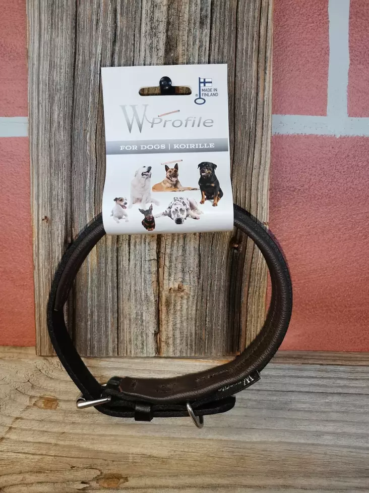 W-profile Läder Halsband svart/mörk brun 50 cm - Hundhalsband och selar - 6438040038839 - 1